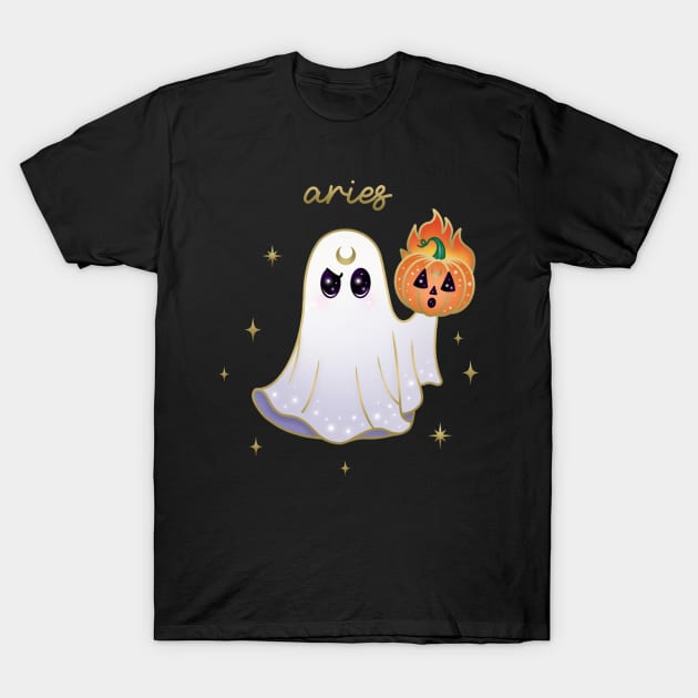 Aries Pumpkin Ghost with Aries T-Shirt by moonstruck crystals